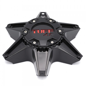 TUFF T12 Centercap 6X135/140 Satin Black Red logo